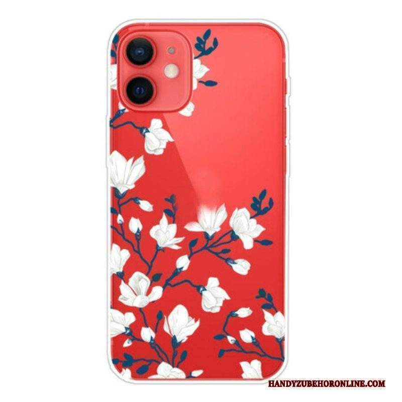 Cover iPhone 13 Mini Fiori Bianchi