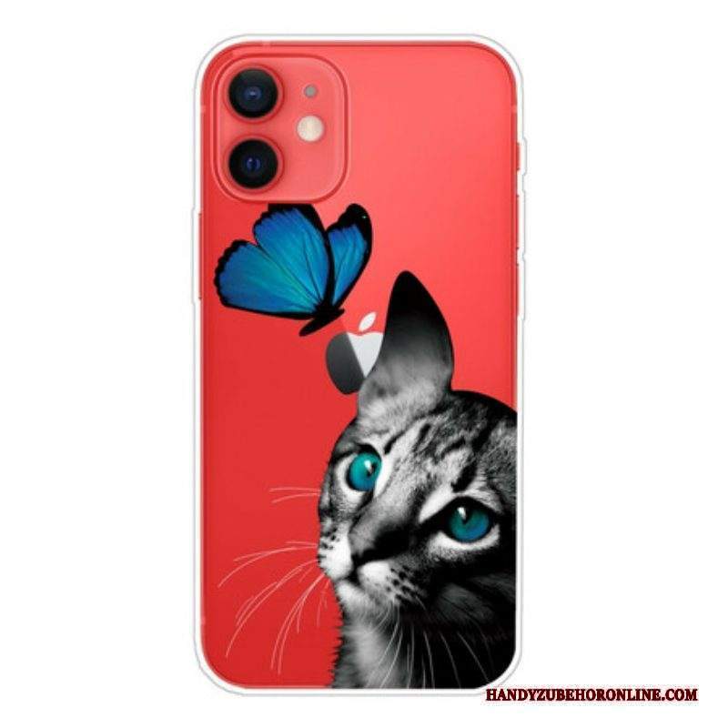 Cover iPhone 13 Mini Gatto E Farfalla