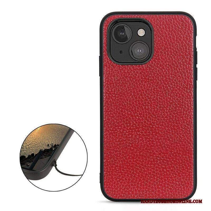 Cover iPhone 13 Mini Vera Pelle Di Litchi