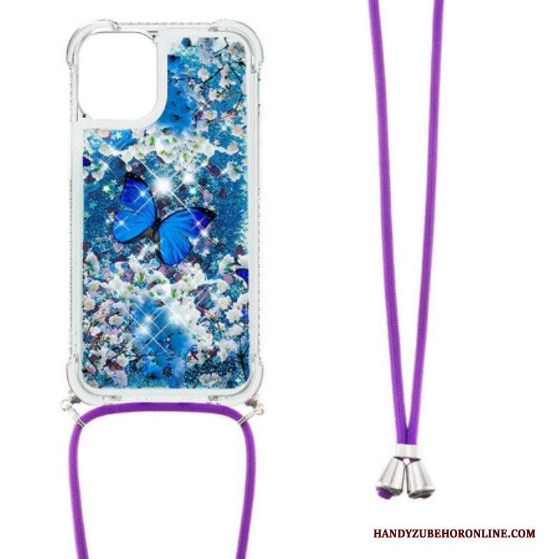 Cover iPhone 13 Pro Farfalle Di Paillettes Con Coulisse