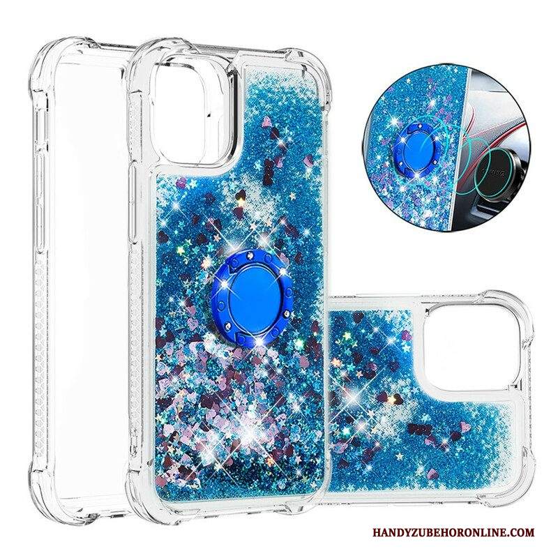 Cover iPhone 13 Pro Paillettes Con Supporto Ad Anello