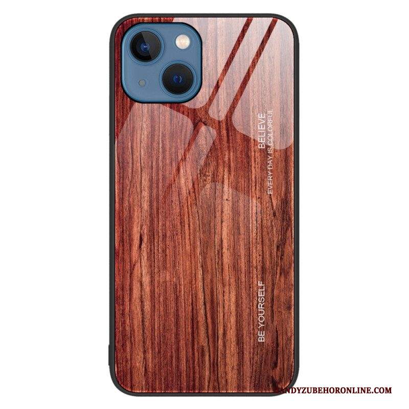 Cover iPhone 14 Design In Legno Vetro Temperato