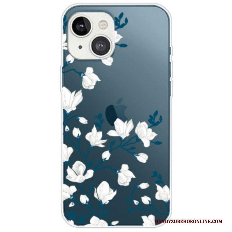 Cover iPhone 14 Plus Fiori Bianchi