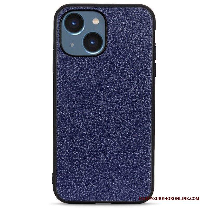 Cover iPhone 14 Plus Vera Pelle Di Litchi