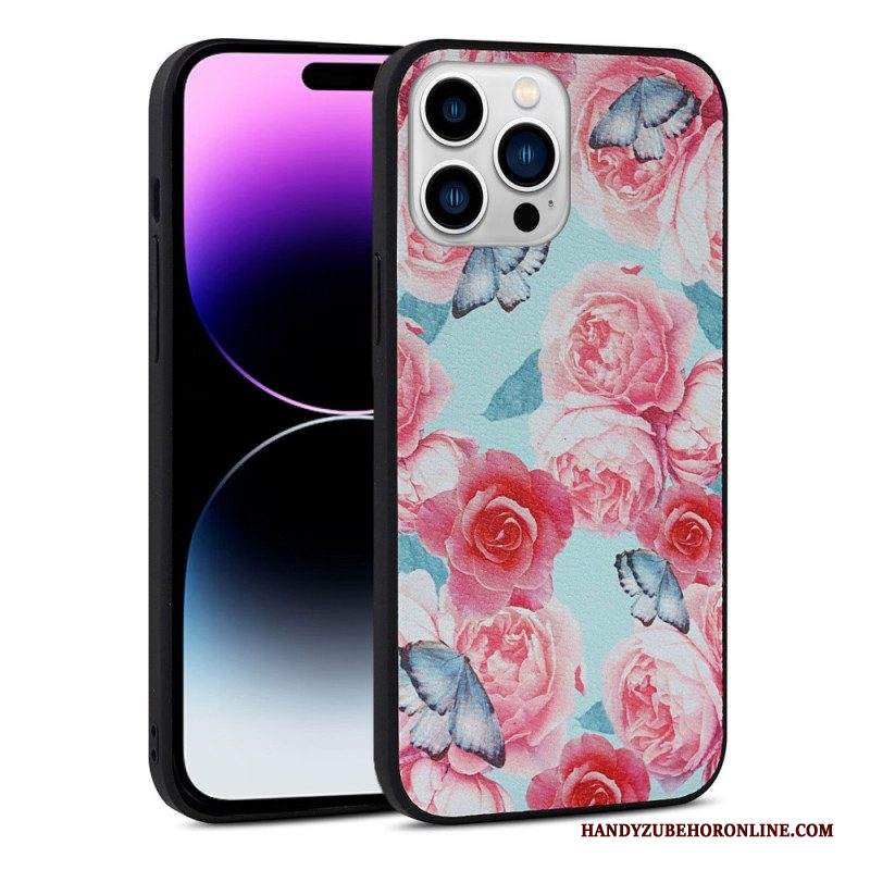 Cover iPhone 14 Pro Ecopelle Floreale