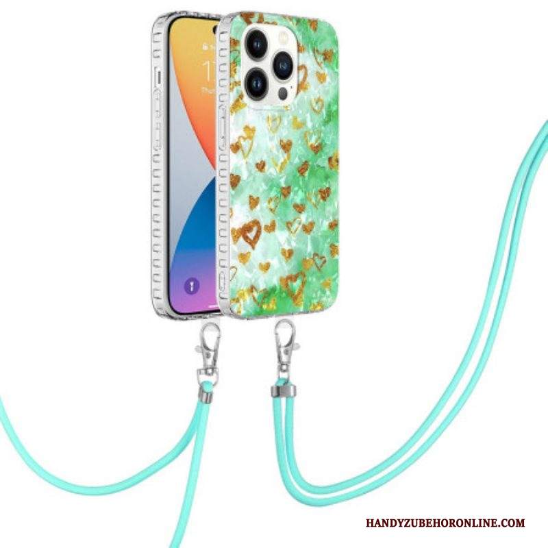 Cover iPhone 14 Pro Elegante Coulisse A Cuori