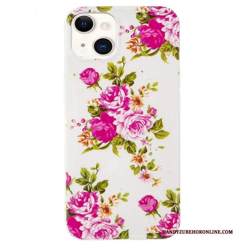 Cover iPhone 15 Plus Fiori Fluorescenti