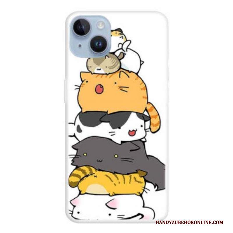 Cover iPhone 15 Plus Mucchio Di Gatti