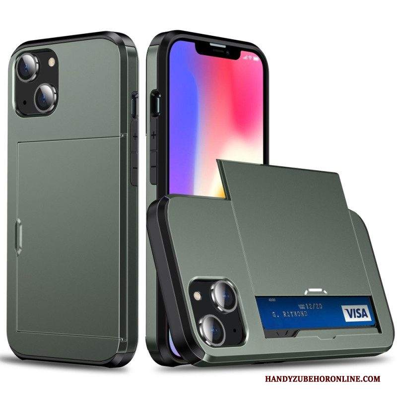 Cover iPhone 15 Plus Portacarte Integrato Con Effetto Metallo