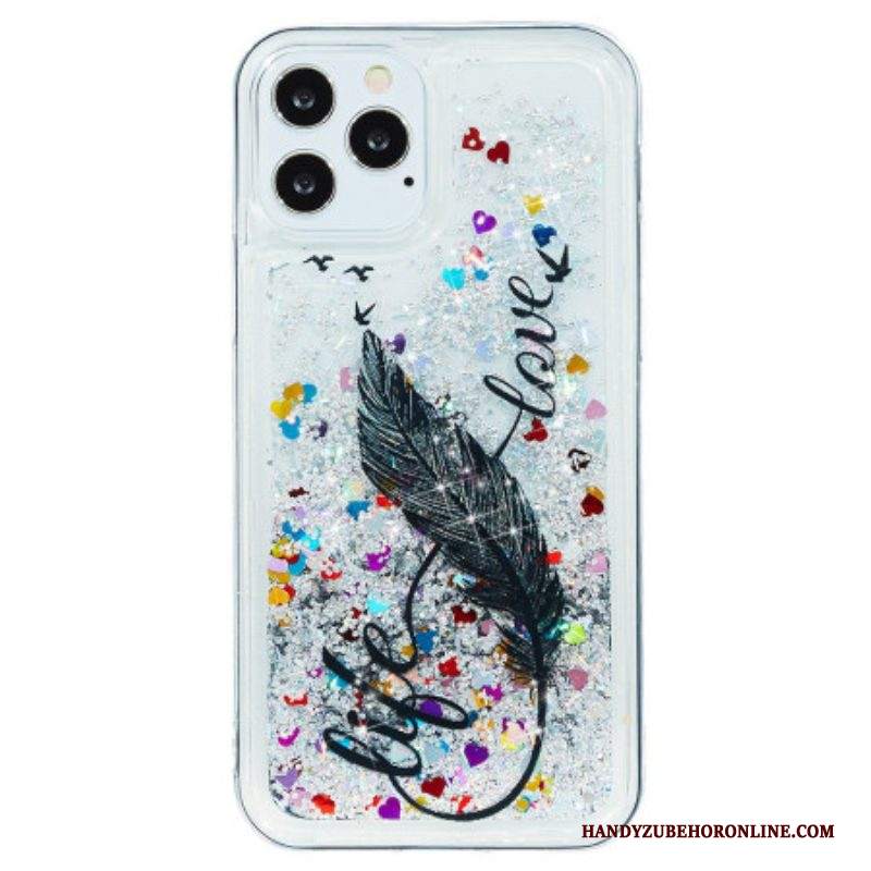 Cover iPhone 15 Pro Max Paillettes Con Piume