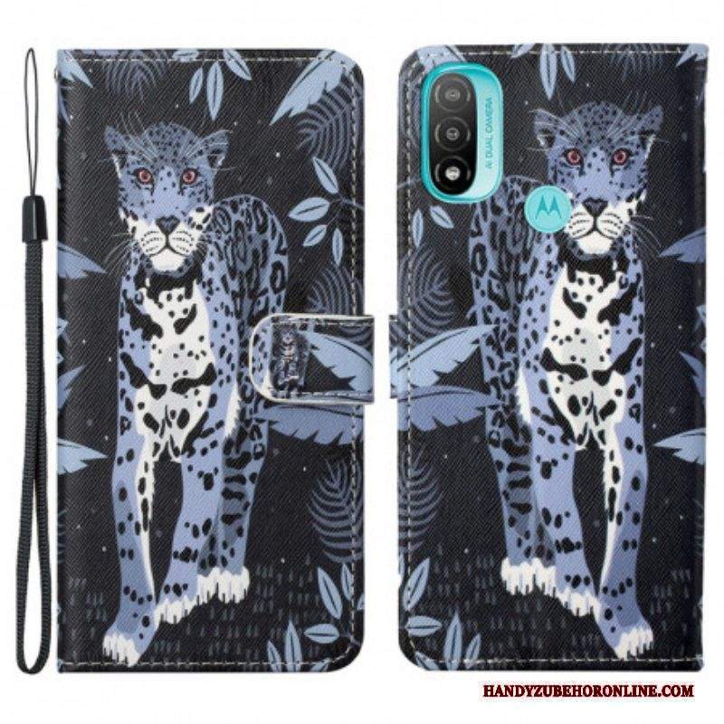 Custodia A Portafoglio Moto G71 5G Leopardo Con Spalline