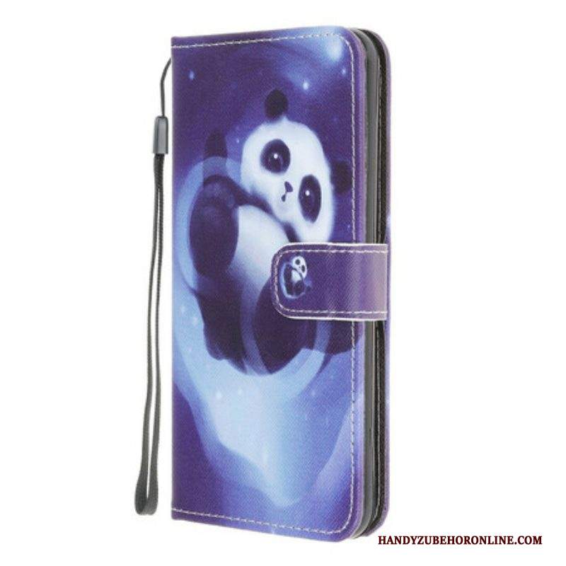 Custodia A Portafoglio Samsung Galaxy M12 / A12 Panda Space Con Cordino