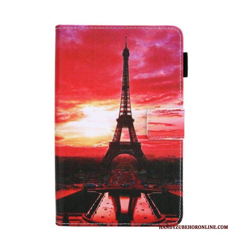 Custodia A Portafoglio Samsung Galaxy Tab A7 Lite Torre Eiffel Al Tramonto