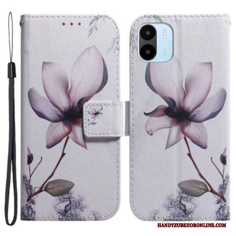 Custodia A Portafoglio Xiaomi Redmi A1 Fiore Rosa Polveroso