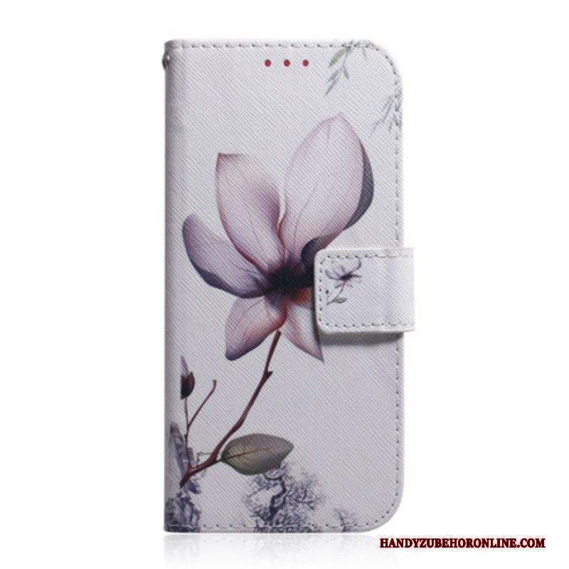 Custodia A Portafoglio Xiaomi Redmi Note 10 5G Fiore Rosa Polveroso