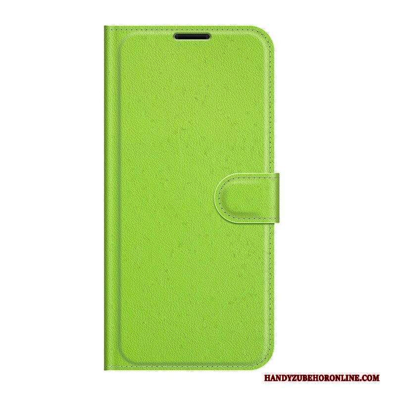 Custodia A Portafoglio iPhone 13 Mini Classico Effetto Pelle Litchi