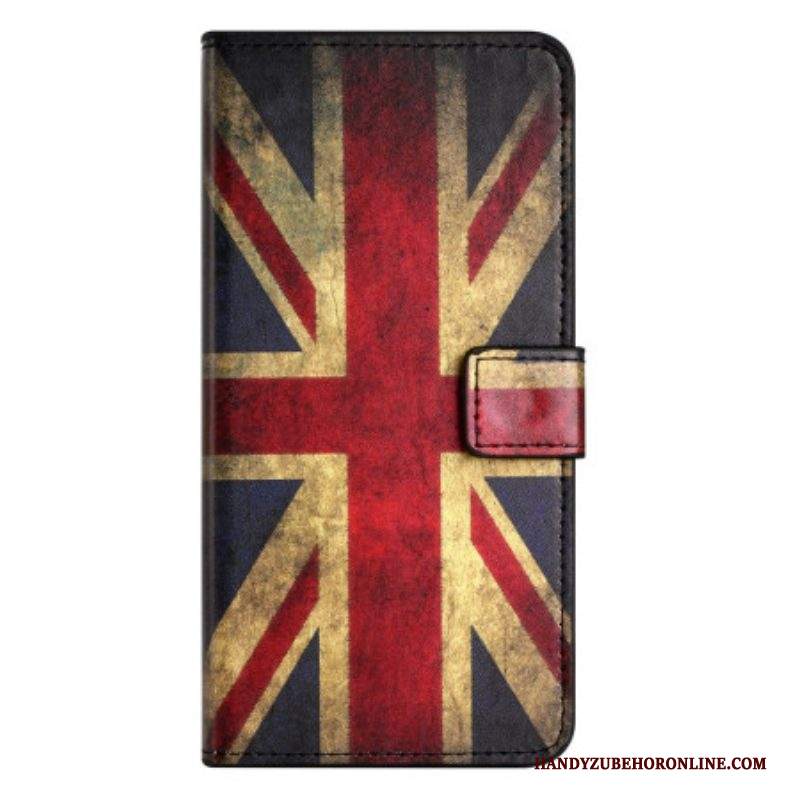 Custodia A Portafoglio iPhone 15 Plus Bandiera Inglese Vintage