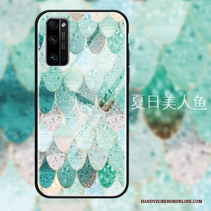 Custodia Honor 30 Pro Moda Specchio Mermaid, Cover Honor 30 Pro Protezione Vetro Verde