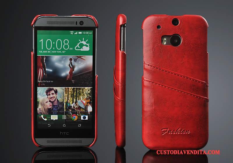 Custodia Htc One M8 Pelle Cartatelefono, Cover Htc One M8 Protezione Tendenza Coperchio Posteriore