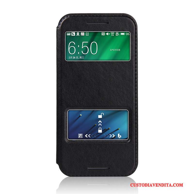 Custodia Htc One M8 Pelle Telefono Sottili, Cover Htc One M8 Protezione Nero