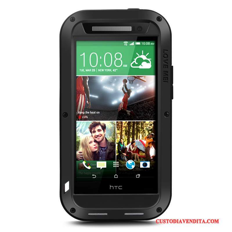 Custodia Htc One M8 Protezione Nero Metallo, Cover Htc One M8 Tre Difese Tutto Incluso