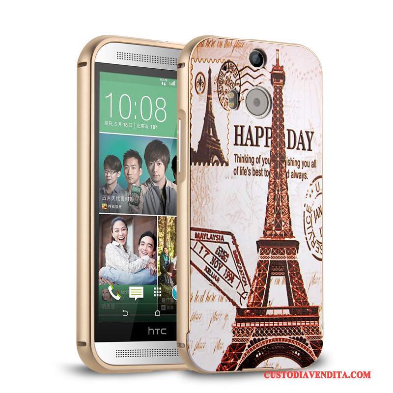 Custodia Htc One M8 Telefono Metallo, Cover Htc One M8 Rosa Telaio