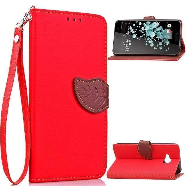 Custodia Htc U Play Pelle Affari Ornamenti Appesi, Cover Htc U Play Folio Telefono Rosso