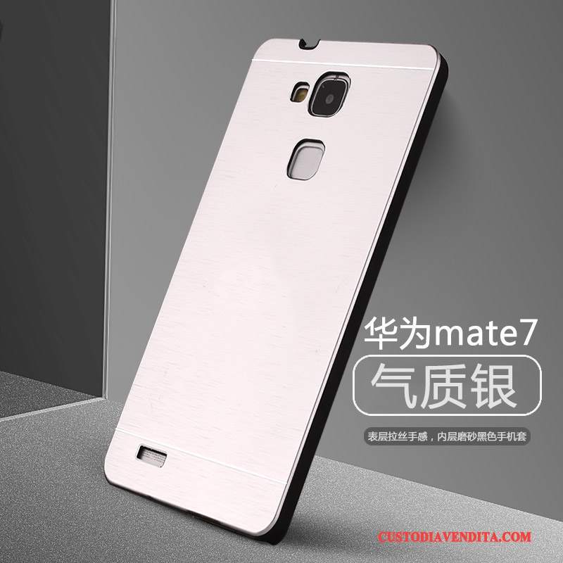 Custodia Huawei Ascend Mate 7 Creativo Difficile Metallo, Cover Huawei Ascend Mate 7 Argentotelefono