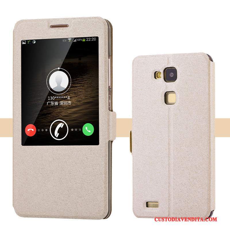 Custodia Huawei Ascend Mate 7 Protezione Tendenzatelefono, Cover Huawei Ascend Mate 7 Folio Oro