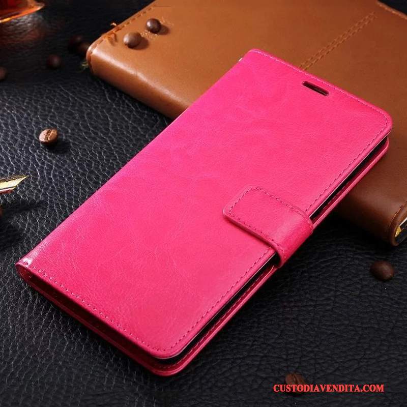 Custodia Huawei G7 Plus Folio Telefono Affari, Cover Huawei G7 Plus Pelle Rosso Ornamenti Appesi