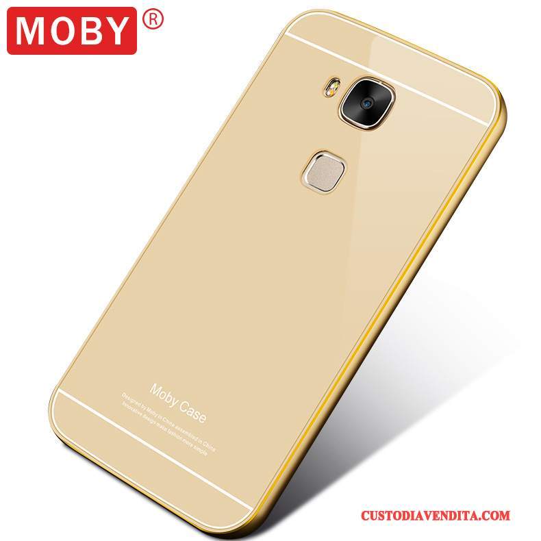 Custodia Huawei G7 Plus Oro Metallo, Cover Huawei G7 Plus Telaio Coperchio Posteriore