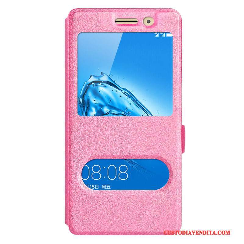 Custodia Huawei G9 Plus Folio Supporto Rosa, Cover Huawei G9 Plus Pelle Telefono Finestra Aperta