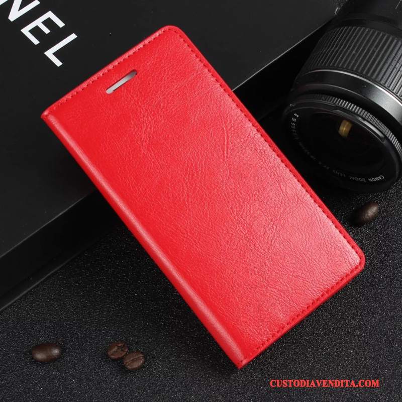 Custodia Huawei G9 Plus Pelle Telefono Rosso, Cover Huawei G9 Plus Folio Anti-caduta