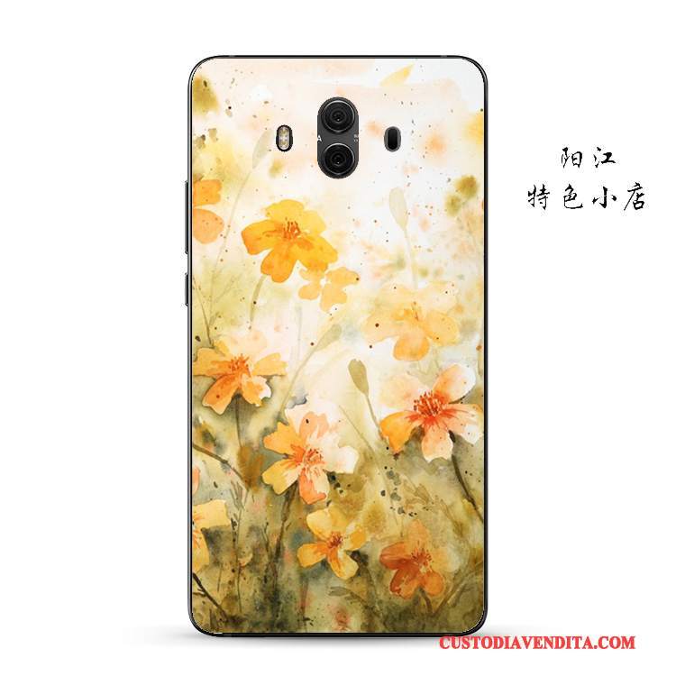 Custodia Huawei Mate 10 Goffratura Giallo Petali, Cover Huawei Mate 10 Protezione Anti-cadutatelefono