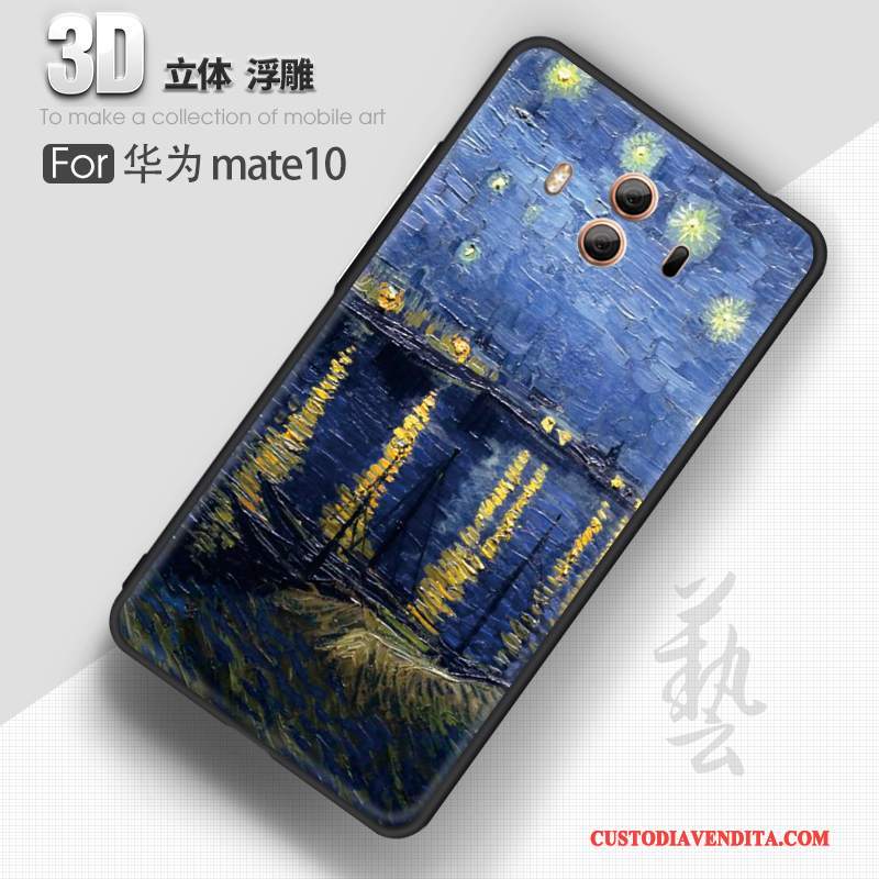 Custodia Huawei Mate 10 Goffratura Tendenza Tutto Incluso, Cover Huawei Mate 10 Silicone Blu Anti-caduta