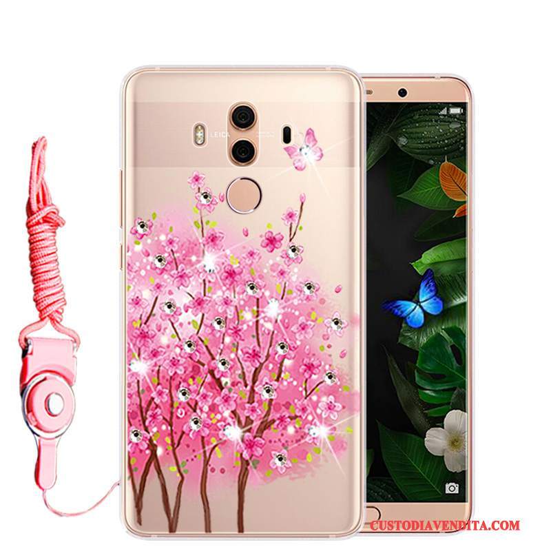 Custodia Huawei Mate 10 Pro Strass Telefono Rosa, Cover Huawei Mate 10 Pro Protezione Morbido Anti-caduta