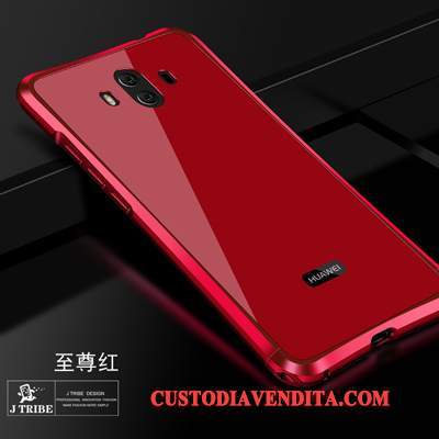 Custodia Huawei Mate 10 Protezione Metallo Rosso, Cover Huawei Mate 10 Tendenza Tre Difese