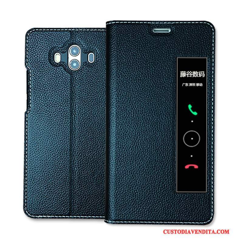 Custodia Huawei Mate 10 Protezione Tutto Incluso Anti-caduta, Cover Huawei Mate 10 Pelle Blu Verde