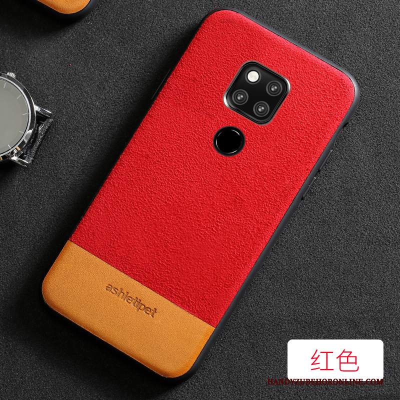 Custodia Huawei Mate 20 Pelle Affari Semplici, Cover Huawei Mate 20 Protezione Elegante Rosso