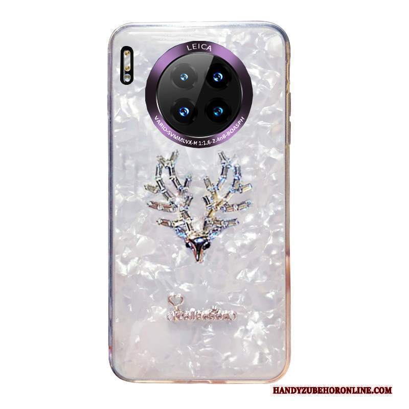 Custodia Huawei Mate 30 Pro Creativo Hemming Ornamenti Appesi, Cover Huawei Mate 30 Pro Strass Morbido Bianco