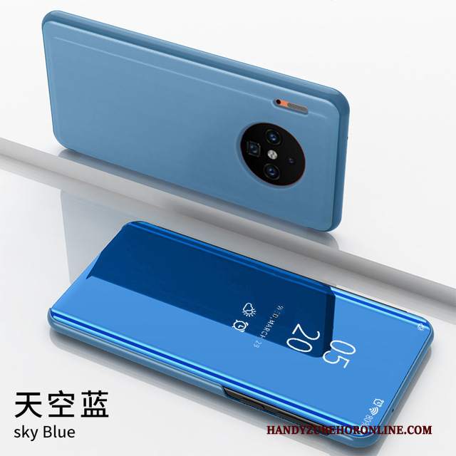 Custodia Huawei Mate 30 Pro Protezione Specchio Blu, Cover Huawei Mate 30 Pro Pelle Telefono Supporto