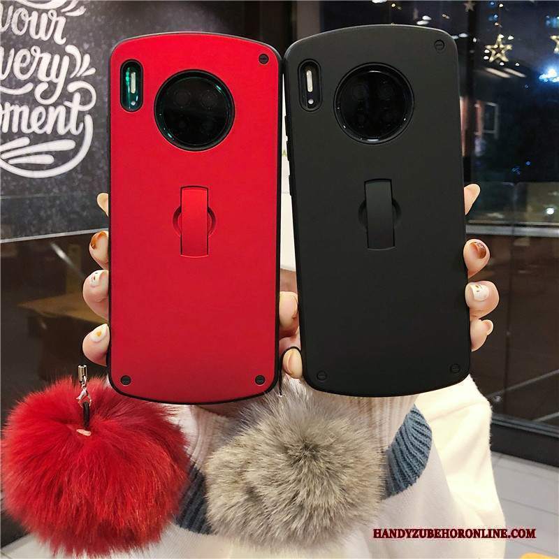 Custodia Huawei Mate 30 Protezione Net Red Supporto, Cover Huawei Mate 30 Di Personalità Palla Di Pelo