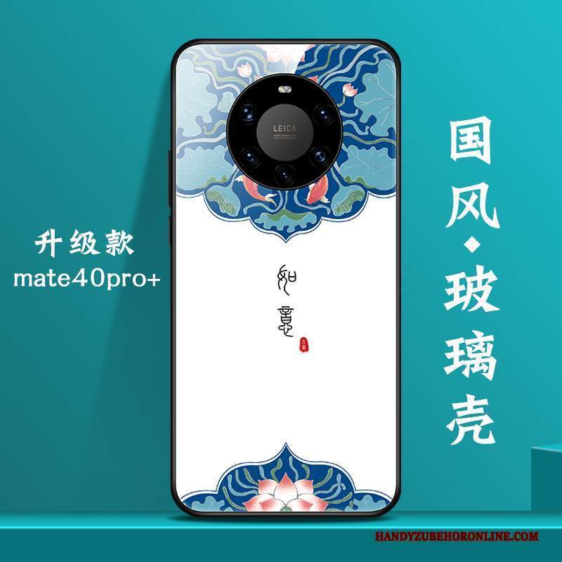 Custodia Huawei Mate 40 Pro+ Creativo Stile Cinese Tendenza, Cover Huawei Mate 40 Pro+ Vetro Bianco
