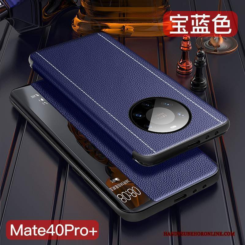 Custodia Huawei Mate 40 Pro+ Folio Sottili Blu Scuro, Cover Huawei Mate 40 Pro+ Pelle Anti-cadutatelefono