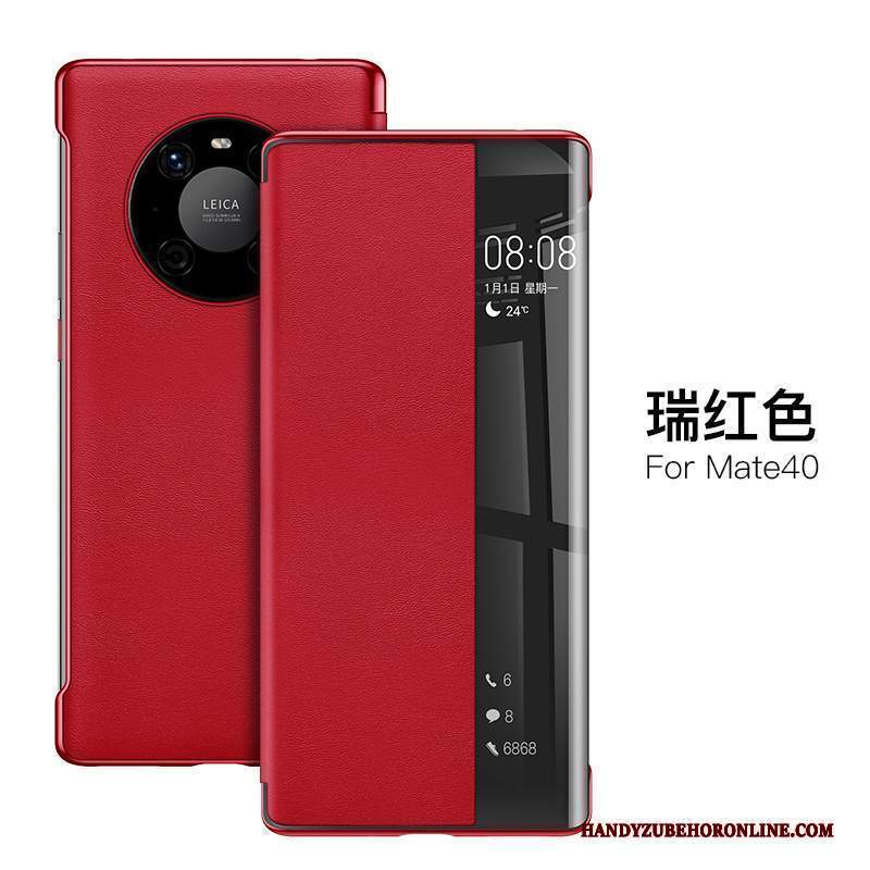 Custodia Huawei Mate 40 Protezione Rosso Di Personalità, Cover Huawei Mate 40 Pelle Tutto Incluso Sottile