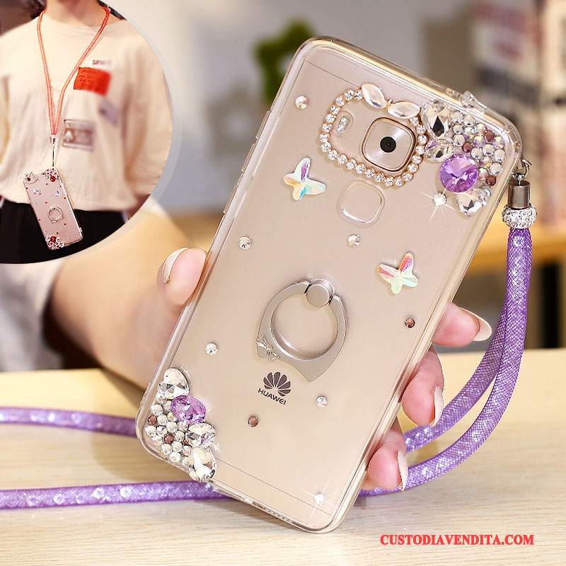 Custodia Huawei Mate 8 Strass Ringtelefono, Cover Huawei Mate 8 Protezione Morbido Porpora