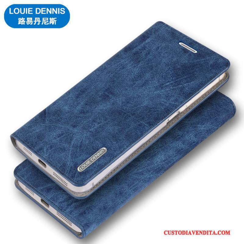 Custodia Huawei Mate 9 Pelle Telefono Coperchio Posteriore, Cover Huawei Mate 9 Protezione Blu Scuro