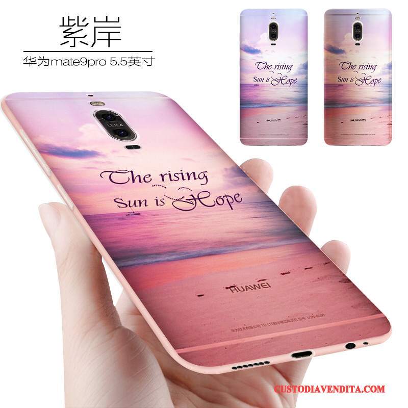 Custodia Huawei Mate 9 Pro Creativo Anti-caduta Rosa, Cover Huawei Mate 9 Pro Silicone Morbidotelefono