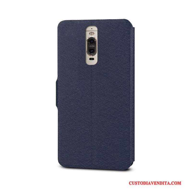 Custodia Huawei Mate 9 Pro Folio Telefono Anti-caduta, Cover Huawei Mate 9 Pro Pelle Macchiati Blu Scuro