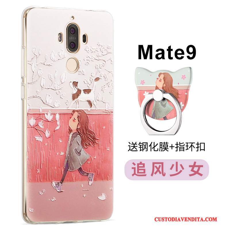 Custodia Huawei Mate 9 Protezione Rosatelefono, Cover Huawei Mate 9 Creativo Morbido Anti-caduta